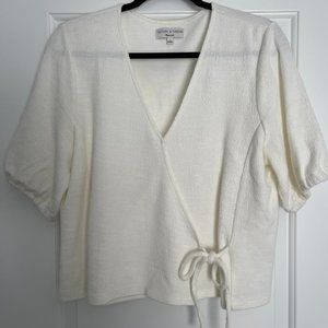 TeXTURE & THREAD Madewell Puff Sleeve Wrap top